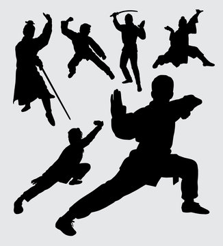 Martial art sport with weapon silhouette. good use for symbol, logo, web icon, mascot, sticker, sign, or any design you want.
