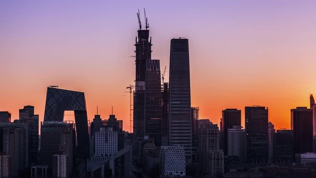 Timelapse. Beijing Landmark, Downtown Skyline at Sunrise,China.