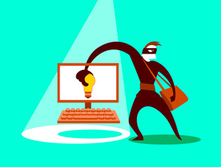 The swindler steals idea. Concept. 