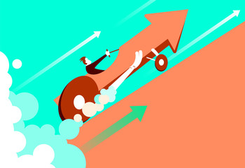 Quick start of business. The enormous speed of the car arrow