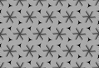 Vector hexagonal seamless pattern of monochrome twisted fiber.