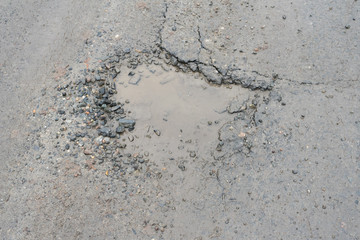 Potholes. Potholes dangerous to motorists and pedestrians.