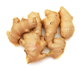 fresh ginger on a white background