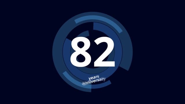 82 Year anniversary Digital Tech Circle Blue Background 
