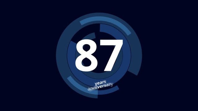 87 Year anniversary Digital Tech Circle Blue Background 