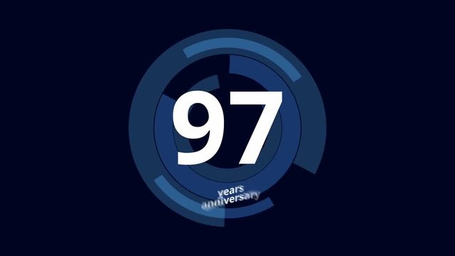 97 Year anniversary Digital Tech Circle Blue Background 