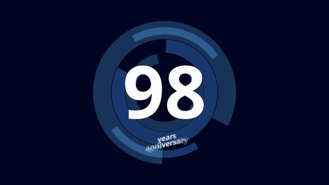 98 Year anniversary Digital Tech Circle Blue Background 