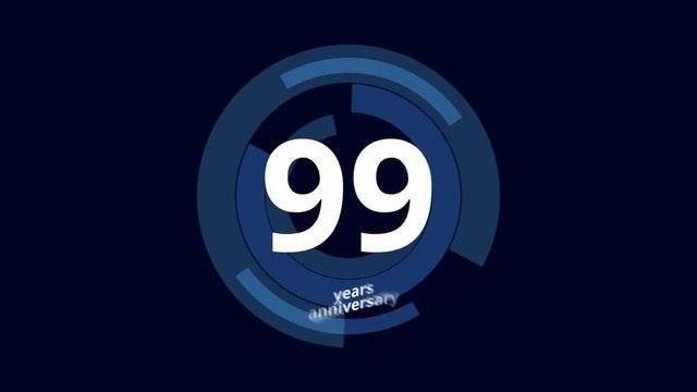 99 Year anniversary Digital Tech Circle Blue Background 