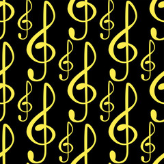 Notes music melody colorfull musician symbols sound melody text writting audio symphony seamless pattern background vector illustration.