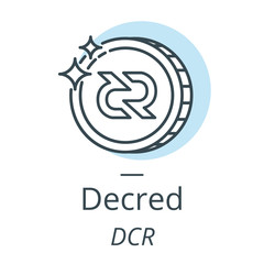 Decred cryptocurrency coin line, icon of virtual currency