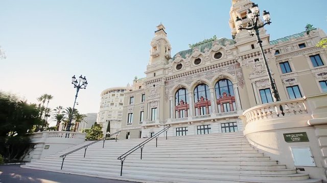 Monaco city town Monte Carlo street palm sunny day