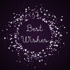 Best Wishes greeting card. Beautiful falling snow background. Beautiful falling snow on deep purple background.fine vector illustration.