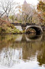 Fototapeta na wymiar Central Park Lake and Bridge