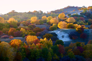 Naklejka premium The autumn steppe sunset scenery.