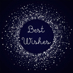 Best Wishes greeting card. Amazing falling stars background. Amazing falling stars on deep blue background.fine vector illustration.