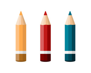 Three color pencils. Vector illustration