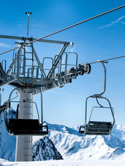 Chairlift in the Italian Alps. Ski resort Maso Corto.