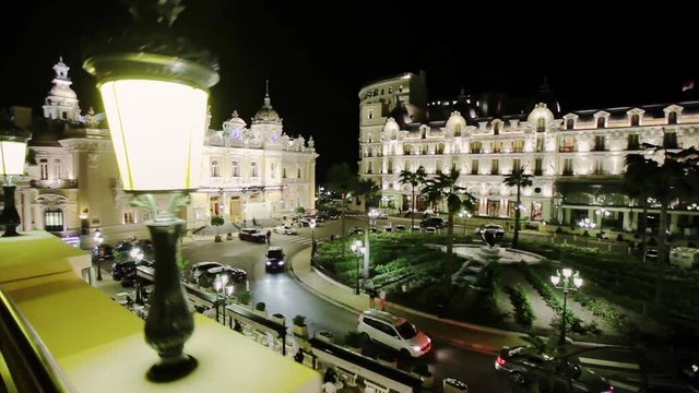 Monaco city town Monte Carlo night time-lapse port yahts