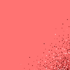 Red gold glitter. Messy bottom right corner with red gold glitter on pink background. Impressive Vector illustration.