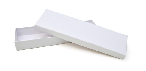 White gift box on white background
