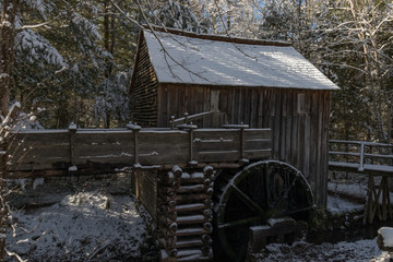 Snow Covered Old Grist Mill 