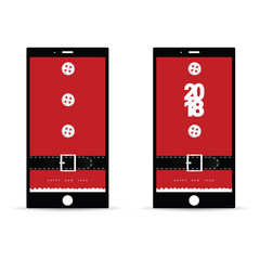 mobile phone with happy new year 2018 on it illustration