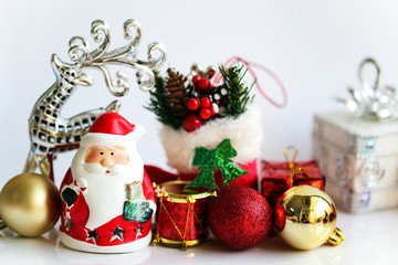 Colorful Christmas characters and decorations