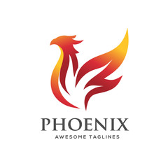 luxury phoenix logo concept, best phoenix bird logo design, phoenix vector logo,creative logo of mythological bird , a unique bird , a flame born from ashes