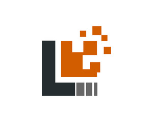 Square Digital Pixel Initial Letter L Symbol Logo Vector