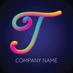 T Letter Logo Icon Blending color