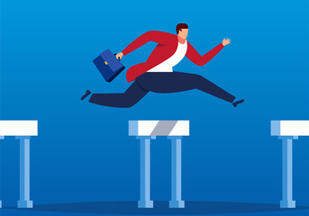 Businessman crossing the barrier
