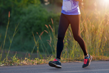 Run a marathon in fitness and healthy exercise on the road in Thailand.