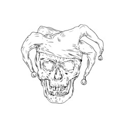 Court Jester Skull Drawing