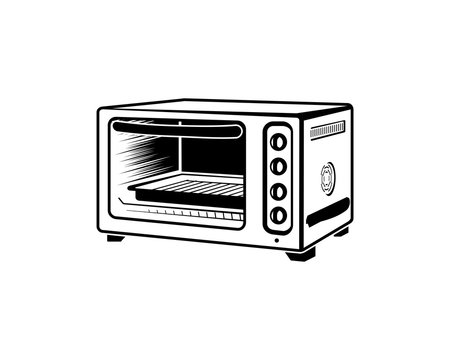 Illustration Black Oven for Cooking Bread Hand Drawing Logo Vector