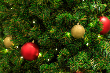 Abstract blur of Christmas tree and Christmas decorations. Christmas concept