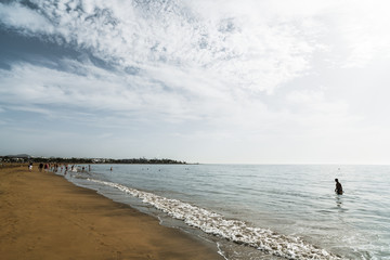 Fototapeta na wymiar Spacious beach Los Pocillos. Lanzarote. Canary Islands. Spain