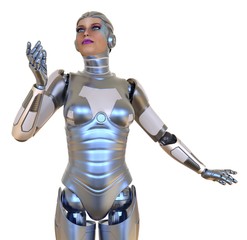 Female robot isolated on white 3d illustration