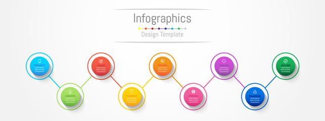 Fototapeta na wymiar Infographic design elements for your business data with 9 options, parts, steps, timelines or processes. Vector Illustration.