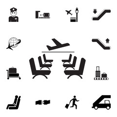 Airport Seat place, waiting area icon. Set of airport element icons. Premium quality aviation graphic design collection icons for websites, web design, mobile app