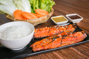 Thai food, thai local style, fresh food, grill catfish,