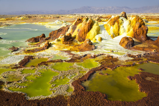 Dalol, Danakil Depression. Volcanic hot spring in Ethiopia