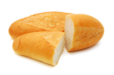 French rolls on a white background
