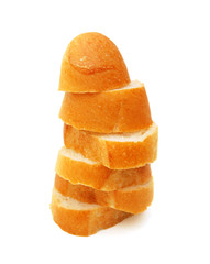 Two slices of white sandwich bread isolated on a white background