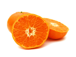 Orange mandarin or tangerine fruit isolated on white background
