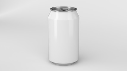 Blank small white aluminium soda can mockup on white background