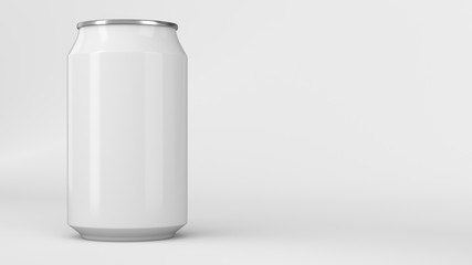 Blank small white aluminium soda can mockup on white background