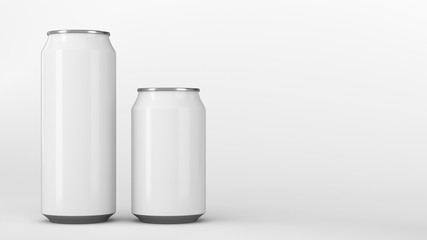 Big and small white soda cans mockup