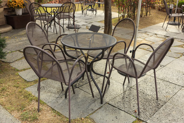 outdoor chair at the provence style house with nature.