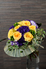 bouquet of elegant yellow roses and flower