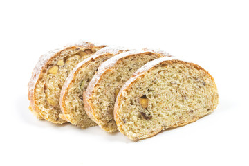 freshly baked bread isolated on white background Sliced bread, isolated on white